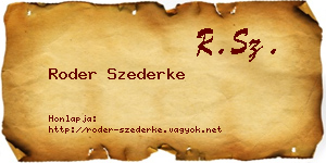 Roder Szederke névjegykártya
